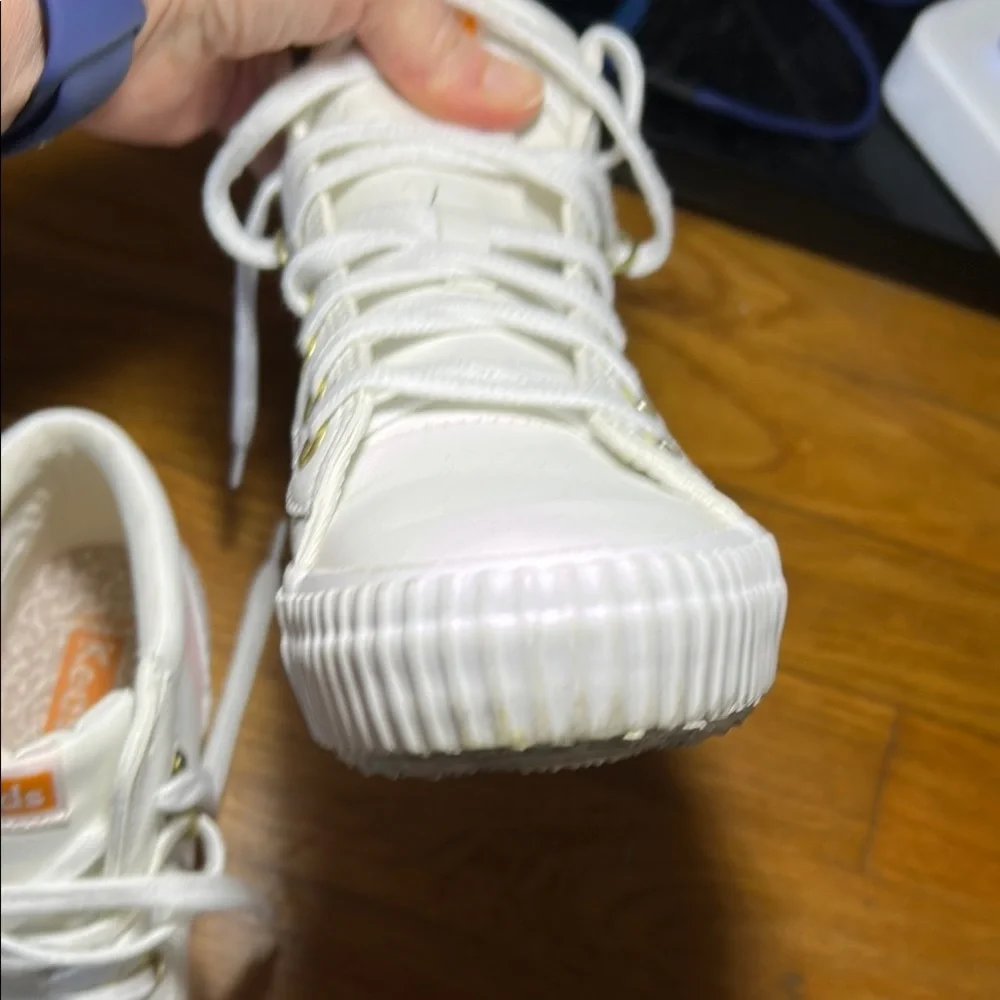 Keds White and Pink High-Top Sneakers with Textured Sole - Picture 6 of 10